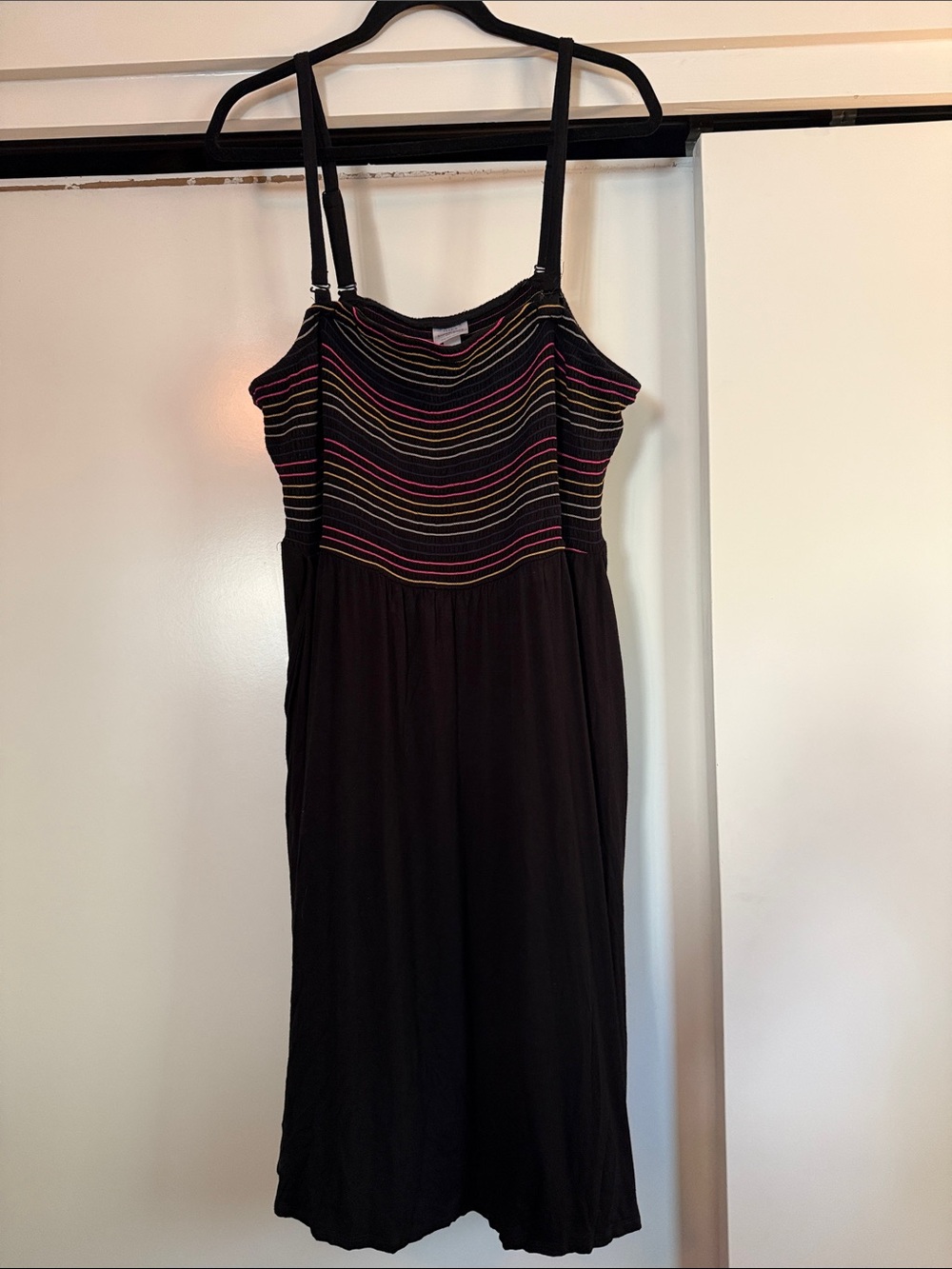 torrid Black Midi Dress with Multicolor Striped Bodice